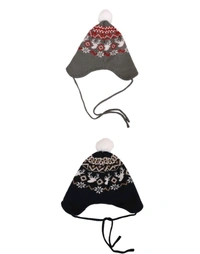 DOPAMINE WINTER Woolen Russian    Grey & Blue  Color Cap Combo For Babies / Kids  (Pack of 2) - 0-12 Months, Woolen, Pack of 2